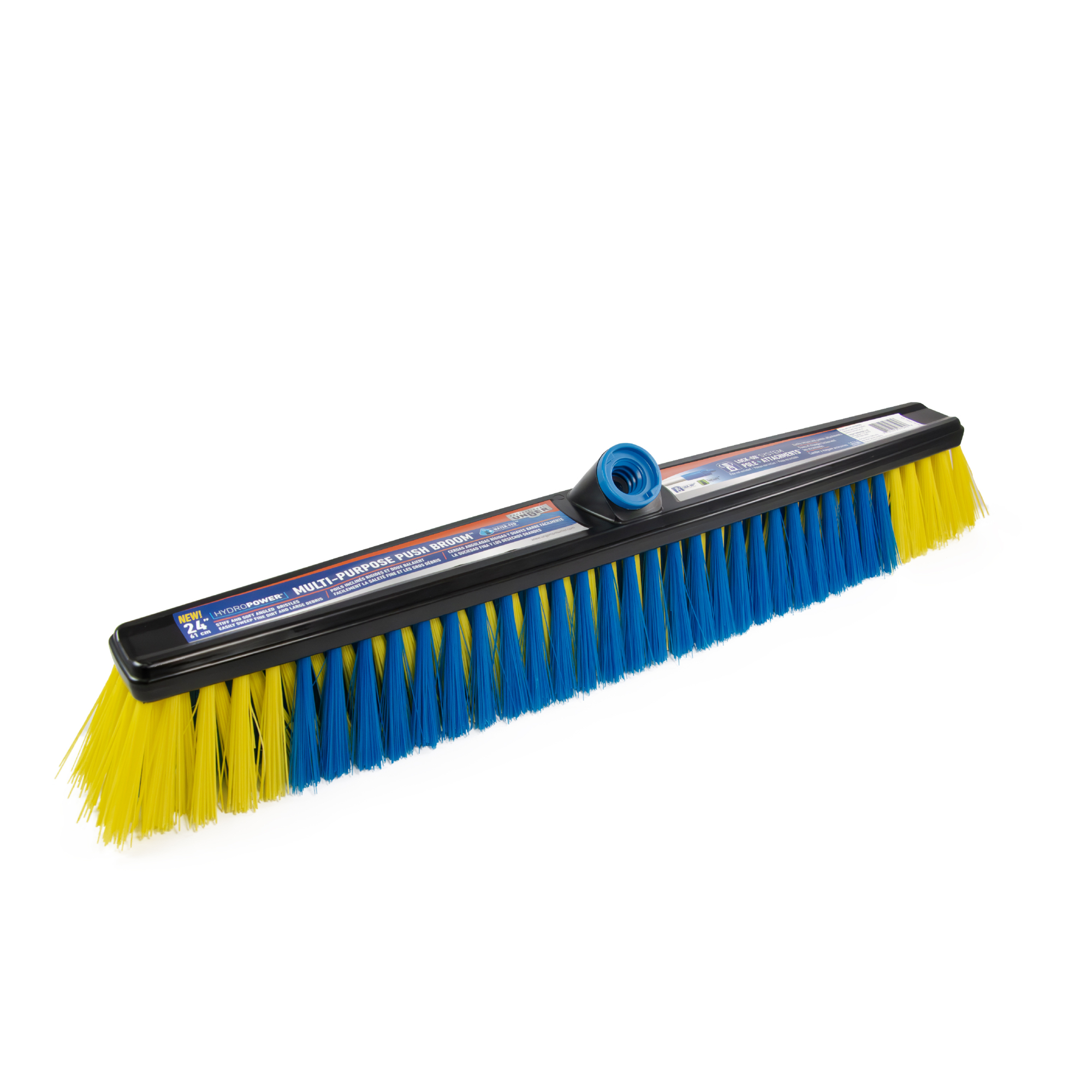 Unger Professional Lock-On 24? Multi-Purpose Push Broom ? Professional Grade, Dual-Bristle Push Broom, With Water-Flow Action, Floor Sweeper for Home & Business